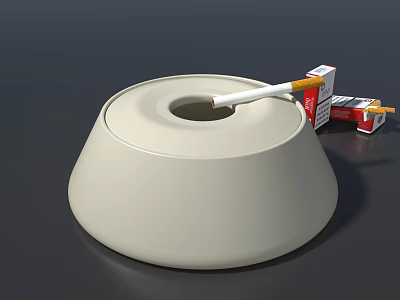 Minimalist Decorative Ornament Set Featuring White Ashtray Cigarette And Packs For Home Decor 3d model