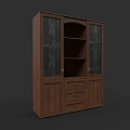 Modern Wooden Sideboard Cabinet With Glass Doors Open Shelves And Drawers