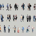 2d character material couple parent-child character material walking 3d model