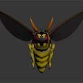 3D Cartoon Yellow Bee Figure With Orange Antennae And Black Wings