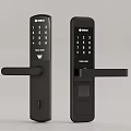 Black Smart Door Locks With Numeric Keypad Handle And Fingerprint Scanner