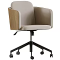 Modern Light Gray Office Chair With Wooden Armrests Black Five Star Base And Wheels