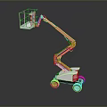 Orange Telescopic Boom Lift With Work Basket And Mobile Wheels For Aerial Work Operations