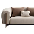 Modern Beige Upholstered Two Seater Sofa With Solid Wood Frame And Soft Matching Throw Pillows