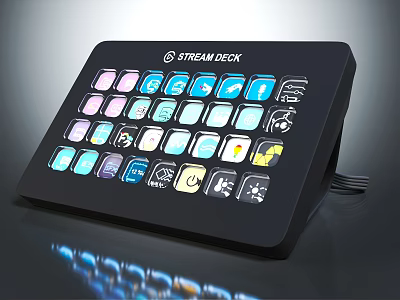 Smart Black Television With Stream Deck Control Panel And Colorful Icon Buttons 3d model