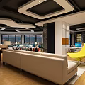 Modern Living Room Interior With Sofas Coffee Table And Floor to Ceiling Windows