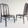 Traditional Chinese Style Dark Wood Dining Chairs With Carved Back Design