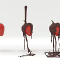 Strawberry Chocolate Drizzle Decorative Ornament Set with Varied Melting Chocolate Drops