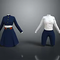 Navy Blue Dress White Collar Brown Belt And White Long Sleeve Shirt Navy Pants