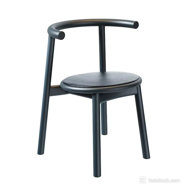 Modern Single Chair With Wooden Frame Leather Seat And Curved Armrest 3d model 