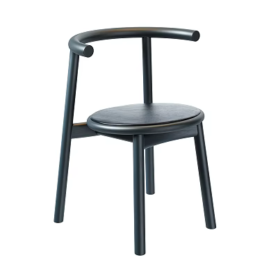 Modern Single Chair With Wooden Frame Leather Seat And Curved Armrest 3d model