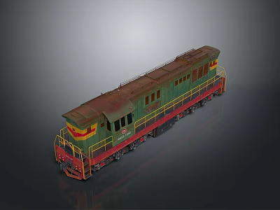 Vintage Green Red Train Model With Rustic Design And Classic Details 3d model
