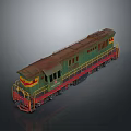 Vintage Green Red Train Model With Rustic Design And Classic Details 3d model