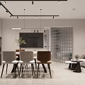 Modern Living And Dining Room Interior Design With Light Tones Sofa Dining Table Pendant Lights