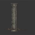 Ancient Stone Pillars With Iron Gate Featuring Central Hole And Rubble Base 3d model