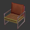 Modern Brown Leather Chair With Sleek Metal Frame And Comfortable Armrests