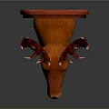 Realistic Orange Deer Head Sculpture with Red Antlers for Interior Decor