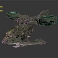 Futuristic Sci Fi Aircraft Design With Green Armor Cockpit And Thrusters
