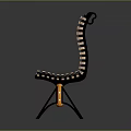 Modern Chair With Striped Backrest And Seat Black Frame Unique Design