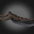 Handcrafted Knife With Intricately Carved Wooden Handle And Sharp Metal Blade