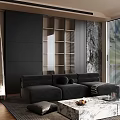 Modern Living Room Sofa Combination Side Table Carpet Bookcase 3d model