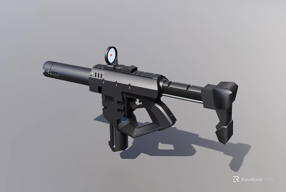 Modern Tactical Firearm With Scope And Compact Black Structure Design 3d model
