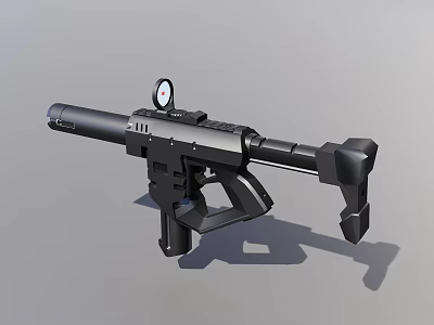Modern Tactical Firearm With Scope And Compact Black Structure Design 3d model