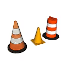 Public Facilities Safety Traffic Cones With Orange White Stripes And Yellow Black Bases