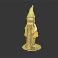 Cute Doll With Green Pointed Hat Holding Welcome Sign And TROY Lettering On Round Base
