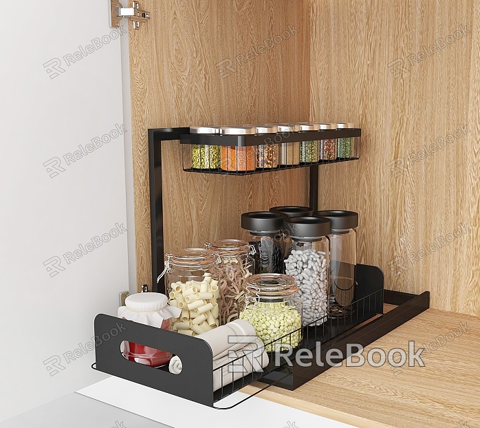 Modern spice bottle under sink shelf model