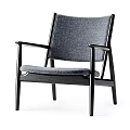 Modern Minimalist Leisure Chair With Black Frame And Gray Fabric Upholstery