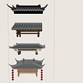 Traditional Chinese Architectural Roof Components Featuring Curved Eaves Wooden Brackets And Black Tiles