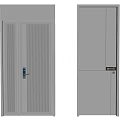 Modern Hinged Door Design With Striped Panel And Door Lock Features
