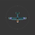 Blue Biplane Model With White Circular Markings Orange Cockpit Green Propeller For Space Themed
