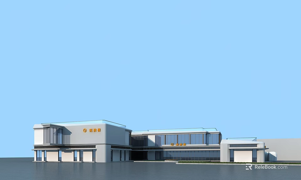 Modern Hospital Building With Glass Curtain Walls Waterfront View And Contemporary Design 3d model 