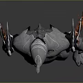 Futuristic Humanoid Character 3D Model With Silver Metallic Body And Shoulder Flame Elements