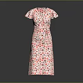 Feminine Wrap Dress Design With Red Floral Print And Short Sleeves For Casual Summer Look
