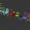 Colorful Assorted Chairs And Small Stool Modern Home Furniture Collection For Decor