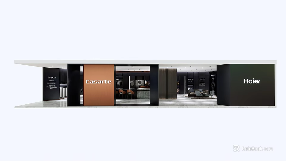 Casarte Shopping Mall Store With Modern Glass Front And Interior Product Displays 3d model 