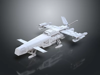 Futuristic 3D Model Of Cosmic Spacecraft With Sleek White Structure And Aerodynamic Components 3d model