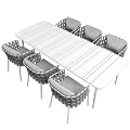 Modern Dining Table Set With Wooden Tabletop And Black Frame Woven Chairs Gray Cushions