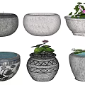 Unique Garden Decorative Planters With Lotus Plants And Textured Ceramic Designs