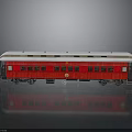 Red Train Carriage Model With White Roof And Multiple Windows On Smooth Surface
