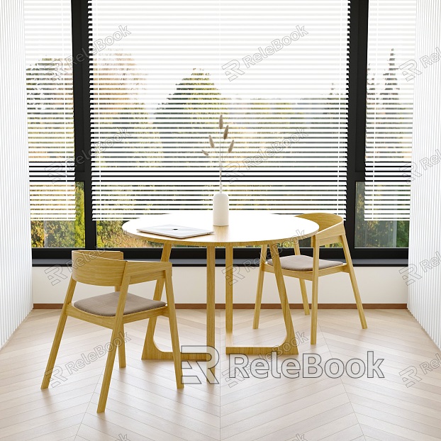 Modern Solid Wood Casual Table and Chair Round Table and Chair Dining Table and Chair Negotiation Table and Chair Solid Wood Dining Chair Vase model