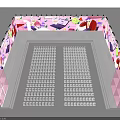 Vibrant Stage Setup With Colorful Backdrop And White Seats 3d model