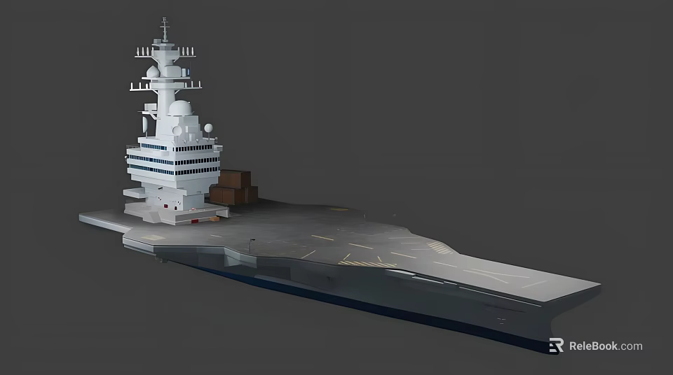 Modern Aircraft Carrier Model Featuring Flight Deck And Control Tower Structure 3d model 