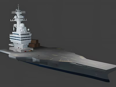 Modern Aircraft Carrier Model Featuring Flight Deck And Control Tower Structure 3d model
