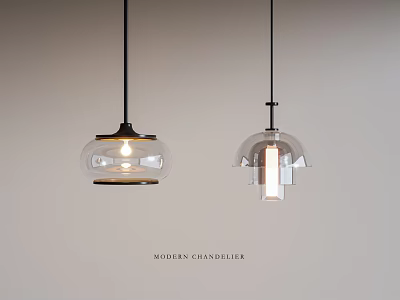 Modern Chandeliers With Transparent Glass Shades And Hanging Design For Home Decor 3d model