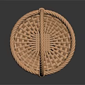Wicker Storage Basket With Rope Handle For Household Everyday Use 3d model