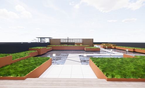 Modern Garden Roof Garden Landscape 3d model